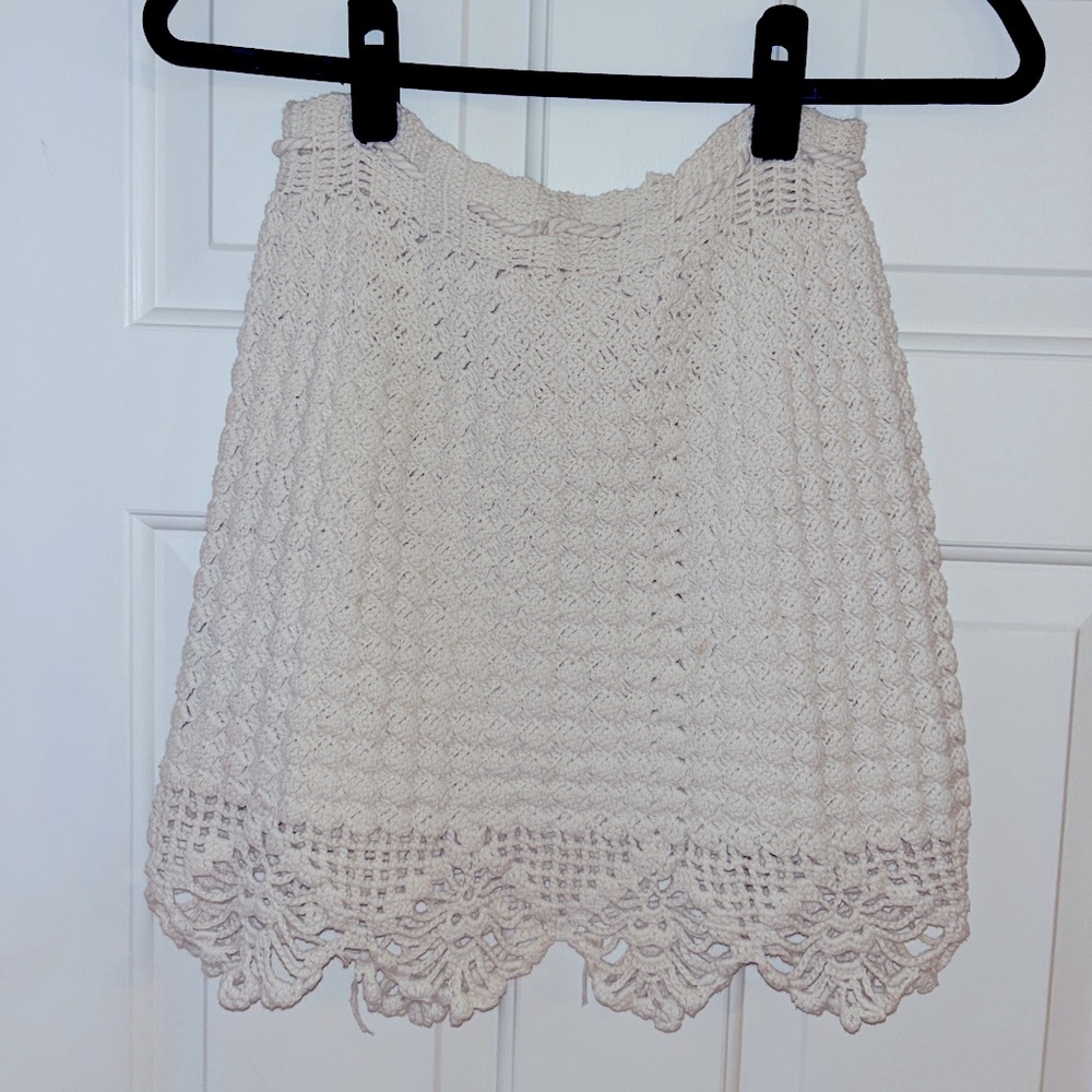 Hand-made crocheted mini skirt thrifted